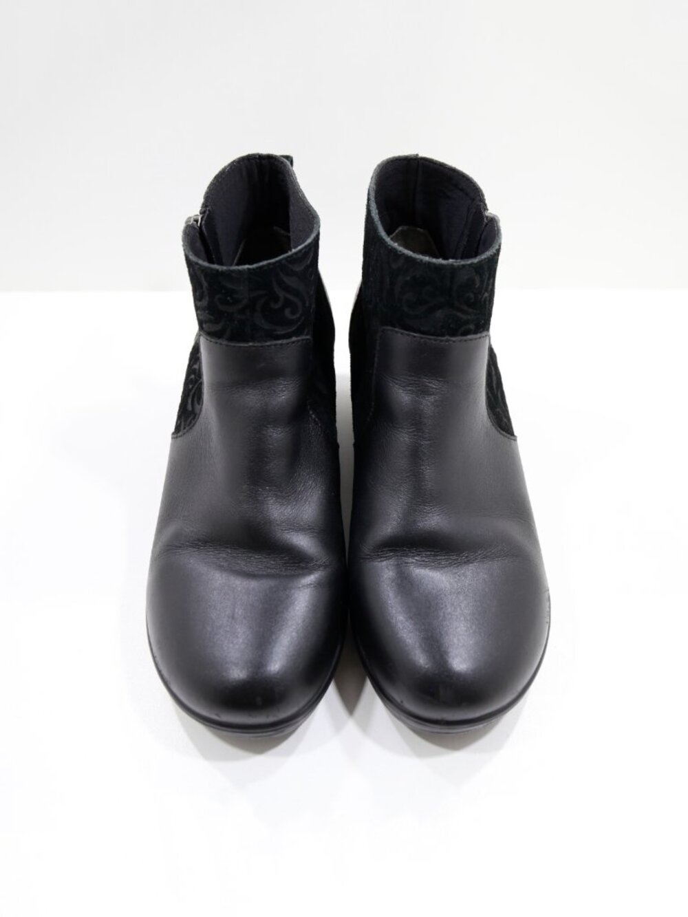 Alegria Serina Black Leather & Brocade 2.5" Wedge Heel Ankle Boots - 9/EU 39 - Picture 6 of 7